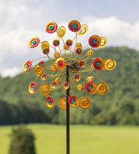 Load image into Gallery viewer, Plow & Hearth Golden Suns Metal Wind Spinner - 56973