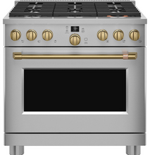 Load image into Gallery viewer, Café CXPR6HKPTCG Handle and Knob Kit for Café Range and Cooktops - Brushed Brass
