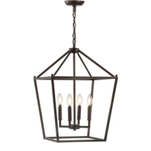 Load image into Gallery viewer, JONATHAN Y JYL7437A 16" Pagoda 4 Bulb Lantern Metal LED Pendant Black