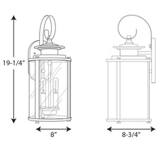 Load image into Gallery viewer, Progress Lighting Squire 2-Light Black 19.25" Outdoor Wall Lantern P560037-031