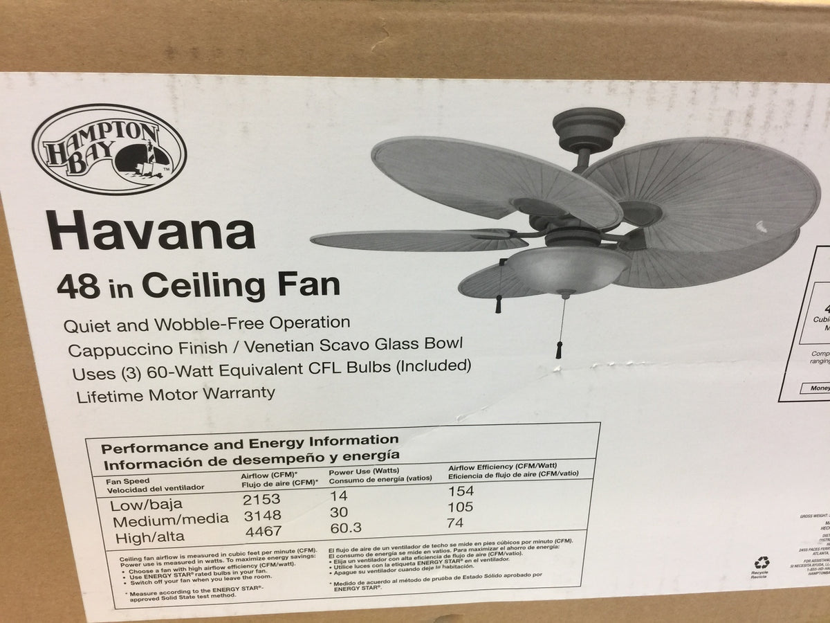 Hampton Bay 51329 Havana 48 in. Cappuccino Outdoor Ceiling Fan