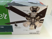 Load image into Gallery viewer, Hunter 52115 Atkinson 46" Indoor Brushed Nickel Ceiling Fan with Light Kit