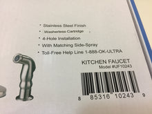 Load image into Gallery viewer, Ultra UF10243 Single-Handle Kitchen Faucet with Side-Spray, Stainless Steel