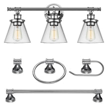 Load image into Gallery viewer, Globe Electric Parker 3-Light Chrome All-In-One Bath Light Vanity 5-Piece 51234