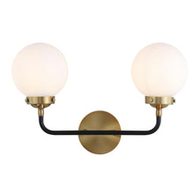 Load image into Gallery viewer, JONATHAN Y Caleb 2-Light 18 in. Brass Gold/Black Brass Wall Sconce JYL9057B