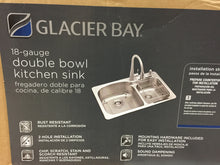 Load image into Gallery viewer, Glacier Bay VT3322G2 Dual Mount Stainless Steel 33" 2-Hole Double Bowl Sink