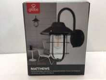 Load image into Gallery viewer, Globe Electric 44333 Matthews Matte Black Outdoor Indoor Wall Lantern Sconce