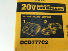 Load image into Gallery viewer, DeWalt DCD777C2 20V Lithium-Ion Cordless Brushless Compact Drill Driver