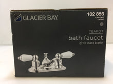 Load image into Gallery viewer, Glacier Bay 67092W-6A01 Teapot 4" Centerset 2-Handle Low-Arc Bath Faucet Chrome