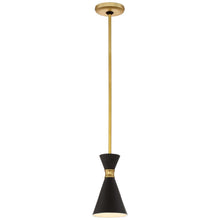 Load image into Gallery viewer, George Kovacs Conic 1-Light Honey Gold Mini Pendant Matte Black Shade P1821-248