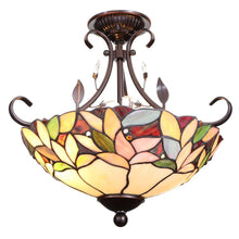 Load image into Gallery viewer, Dale Tiffany Crystal Leaf 2-Light Antique Bronze Semi-Flush Mount Light 795527