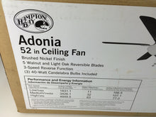 Load image into Gallery viewer, Hampton Bay AG971-BN Adonia 52" Brushed Nickel Ceiling Fan 226819