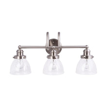 Load image into Gallery viewer, Hampton Bay 20359-001 3-Light Brushed Nickel Vanity Light Clear Seeded Glass