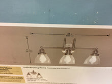 Load image into Gallery viewer, Hampton Bay 20359-001 3-Light Brushed Nickel Vanity Light Clear Seeded Glass