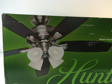 Load image into Gallery viewer, Hunter 52058 Belmor 52 in. Indoor Brushed Nickel Ceiling Fan with Light Kit