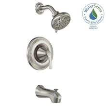 Load image into Gallery viewer, Moen Darcy 82550SRN 1-Handle 5-Spray Tub Shower Faucet w/ Valve Brushed Nickel
