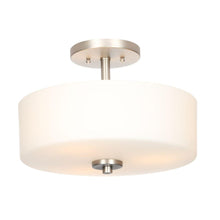 Load image into Gallery viewer, Hampton Bay Leeston 14in. 3-Light Brushed Nickel Semi-Flushmount 89543