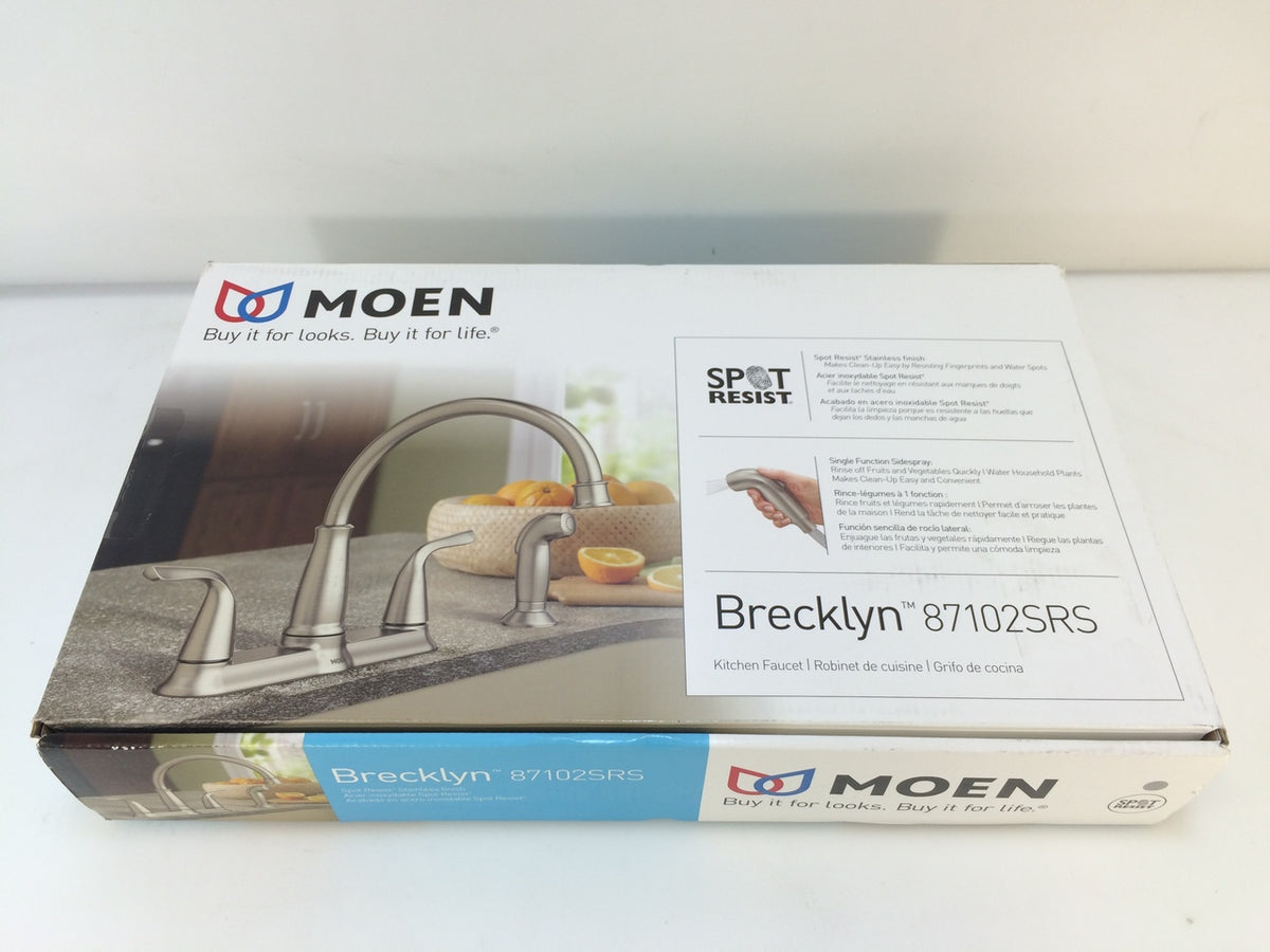Moen Brecklyn 87102SRS 2Handle Standard Kitchen Faucet Spot Resist St