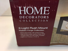 Load image into Gallery viewer, HDC HD-1550-I 14" 2-Light Matte Black Frame Flushmount w Antique Brass Sockets