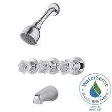 Load image into Gallery viewer, Pfister G01-3180 3-Handle 3-Spray Shower Faucet in Polished Chrome
