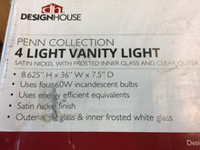 Load image into Gallery viewer, Design House 579318 Penn 4-Light Vanity Light in Satin Nickel