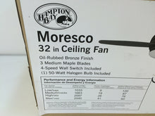 Load image into Gallery viewer, Hampton Bay 14411 Moresco 32 in. Oil Rubbed Bronze Ceiling Fan 186051