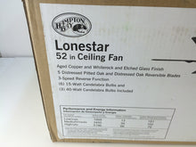 Load image into Gallery viewer, Hampton Bay Lonestar 52" Aged Copper White Rock Etched Glass Ceiling Fan 439604