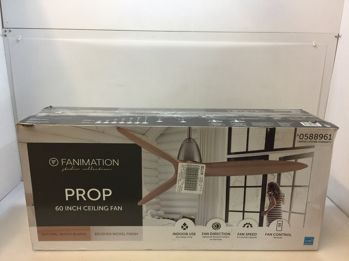 Fanimation Studio Collection Prop 60-in Brushed nickel Indoor Ceiling Fan with Remote (3-Blade)