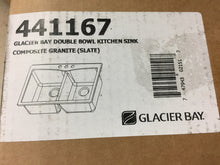 Load image into Gallery viewer, Glacier Bay 441167 Dual Mount Composite 33" 3-Hole 2-Bowl Kitchen Sink Slate