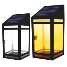 Load image into Gallery viewer, Techko Black Solar LED Outdoor Wall Lantern Clear Panel Sconce STL-205