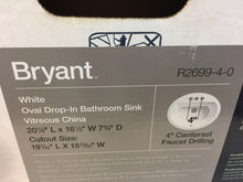 Load image into Gallery viewer, KOHLER R2699-4-0 Bryant White Drop-in Oval Bathroom Sink with Overflow