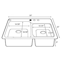 Load image into Gallery viewer, Swan KS03322DB.010 33" x 22" 1-Hole Double Bowl Kitchen Sink in White