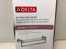 Load image into Gallery viewer, Delta 79711-SS Cassidy 24 in. Glass Bathroom Shelf with Towel Bar in Stainless