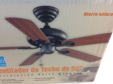 Load image into Gallery viewer, Hampton Bay 52" Ceiling Fan Hierro Natural Quick Connect 140254