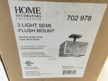 Load image into Gallery viewer, Home Decorators Collection 16791 3-Light Brushed Nickel Semi-Flush Mount Light