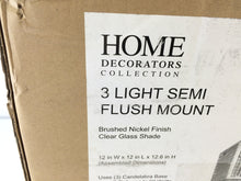 Load image into Gallery viewer, Home Decorators Collection 16791 3-Light Brushed Nickel Semi-Flush Mount Light