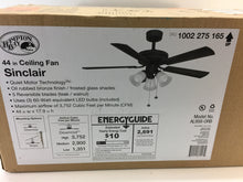 Load image into Gallery viewer, Hampton Bay Sinclair 44 in. LED Indoor Oil-Rubbed Bronze Ceiling Fan AL958-ORB