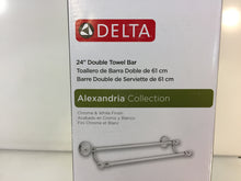 Load image into Gallery viewer, Delta 126645 Alexandria 24 in. Double Towel Bar in Chrome and White
