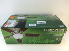 Load image into Gallery viewer, Hunter 53090 Builder Deluxe 52" Indoor Brushed Nickel Ceiling Fan w/ Light Kit