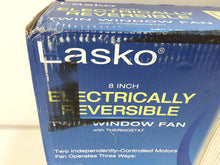 Load image into Gallery viewer, Lasko 2138 8 in. Electrically Reversible Twin Window Fan with Thermostat