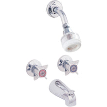 Load image into Gallery viewer, EZ-FLO 10491N Basic-N-Brass Compression 2-Handle 2-Spray Shower Faucet Chrome