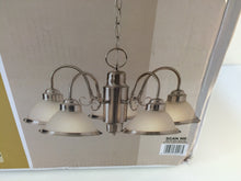 Load image into Gallery viewer, Hampton Bay WB0390/SC-1 Halophane 5-Light Brushed Nickel Chandelier 245200