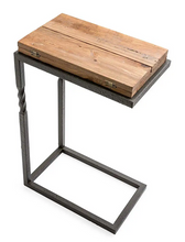 Load image into Gallery viewer, Plow & Hearth Deep Creek Rustic Pull-Up Wood Metal Table Fold-Out Leaves 59A15