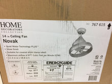 Load image into Gallery viewer, Home Decorators Collection YG622-SL Novak 14" Silver Oscillating Ceiling Fan