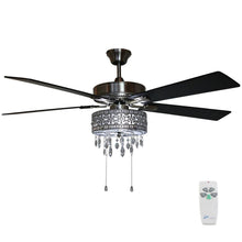Load image into Gallery viewer, River of Goods 19542 Modern 52" Satin Nickel Chandelier LED Ceiling Fan w/ Light