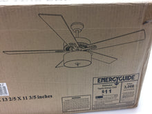 Load image into Gallery viewer, River of Goods 19542 Modern 52" Satin Nickel Chandelier LED Ceiling Fan w/ Light