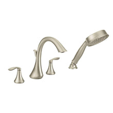 Load image into Gallery viewer, MOEN T944BN Eva 2-Handle Deck-Mount Roman Tub Faucet Trim Kit, Brushed Nickel