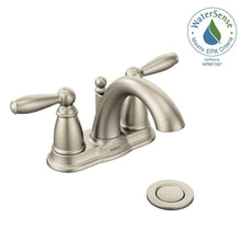 Load image into Gallery viewer, MOEN 6610BN Brantford 4" Centerset 2-Handle Low-Arc Bath Faucet Brushed Nickel