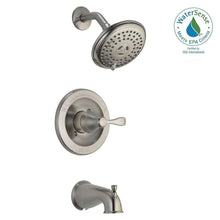 Load image into Gallery viewer, Delta 144984-BN-A Porter 1-Handle 3-Spray Tub & Shower Faucet Brushed Nickel