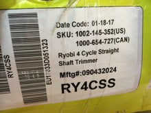 Load image into Gallery viewer, Ryobi RY4CSS 4-Cycle 30cc Attachment Capable Straight Shaft Gas Trimmer